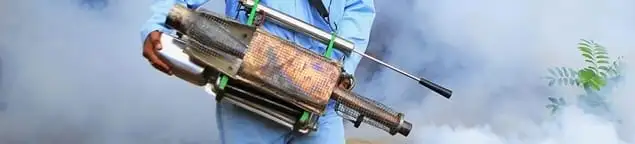 Fumigation technician using a fogger for deep pest treatment in Albany, NY